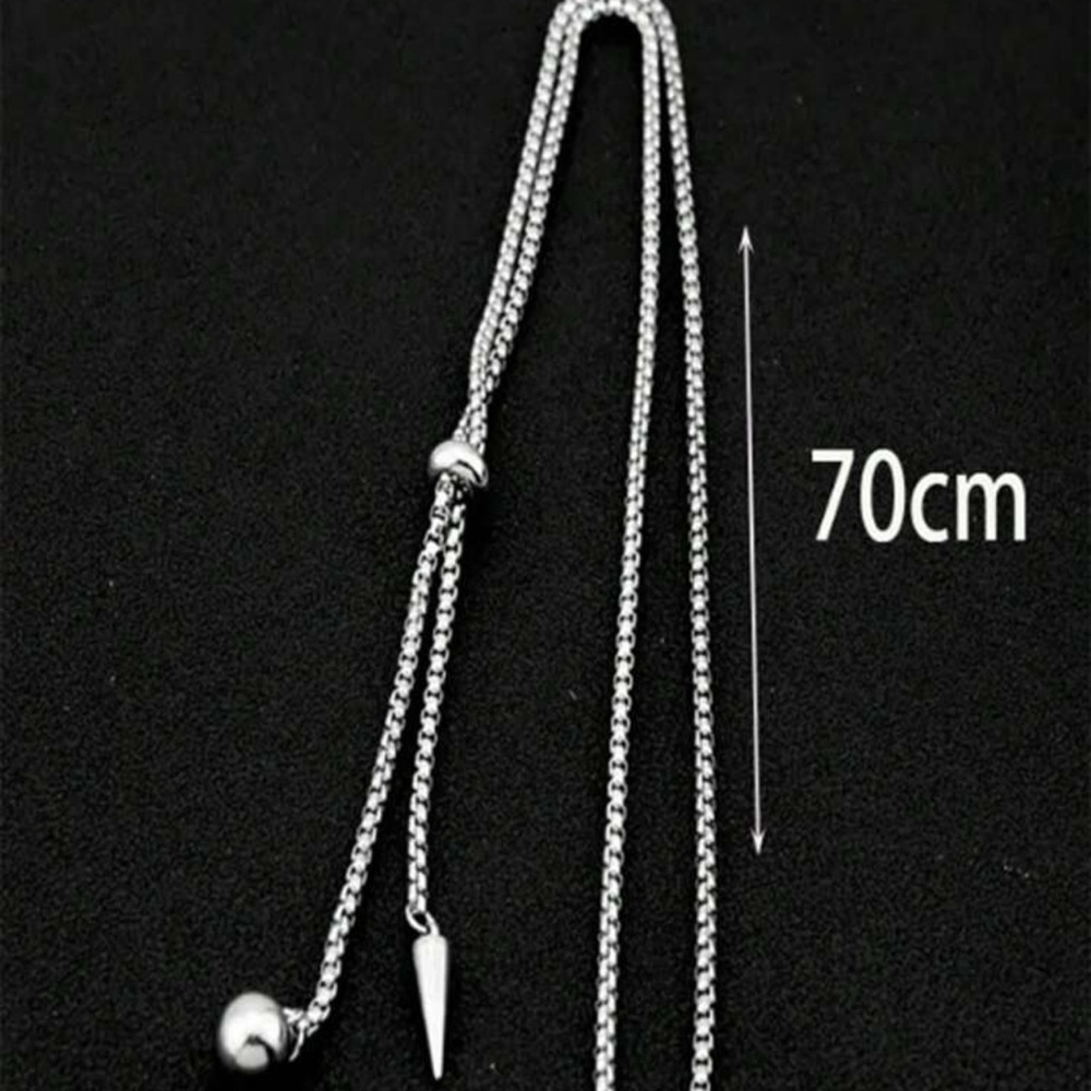 Women Fashionable & Trendy Stainless Steel Stud Ball Pendant Necklace - Picture 3 of 5